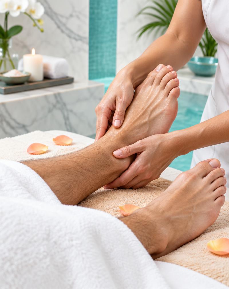 Ayak Masajı deneyimini yansıtan spa görseli